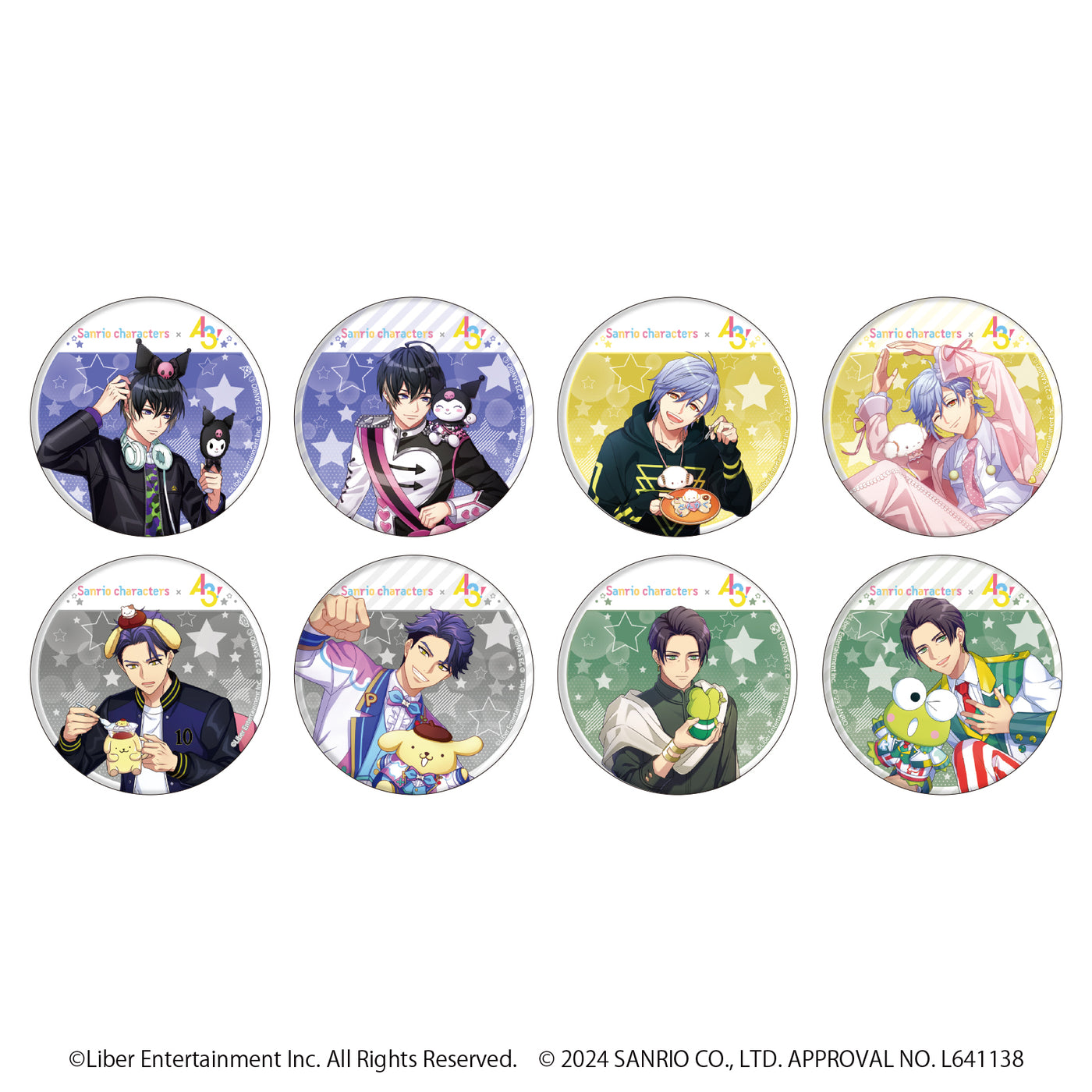 グリッター缶バッジ54mm02/コンプリートBOX(全8種セット)(公式イラスト)｜A3!×Sanrio characters